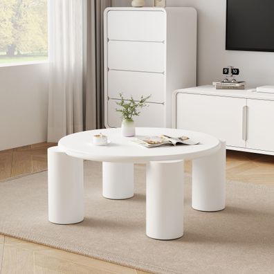 Couchtisch White - Weiß, rund, stabil, für Wohnzimmer & Balkon
