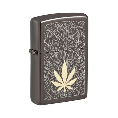 Zippo Benzin-Feuerzeug Black Ice Geometric Cannabis 60006381, unbefüllt