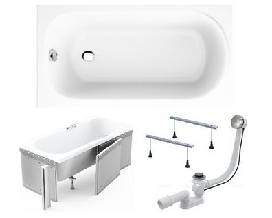 Badewanne Rechteck Acryl MINI 110x70 Weiß Styroporverkleidung | Ablauf & Füße GRATIS!