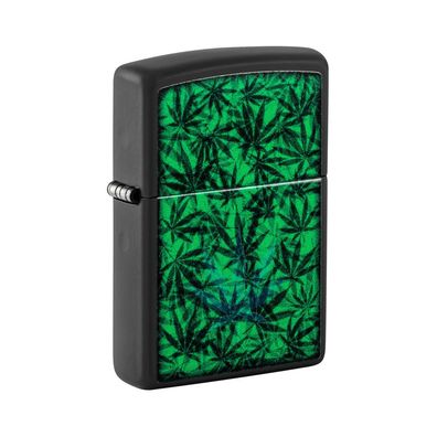 Zippo Benzin-Feuerzeug Black Cannabis Glow in the Dark 60006781, unbefüllt