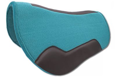 Western Filzpad türkis roundskirt kurz mit dunkelbraunem Leder 73 x 79 cm