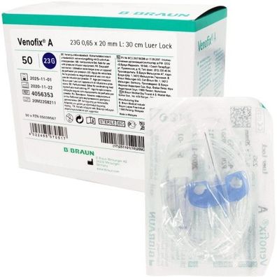 Schmetterlingskanüle Venofix A 23G 0,65 x 19 mm blau (50 Stk.)
