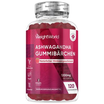 Ashwagandha 1200mg - 120 Gummibärchen - 2 Monate Vorrat- WeightWorld