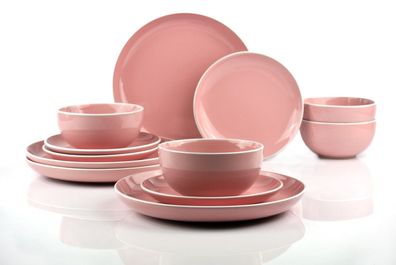 Waterside UK- HALO ROSA Tafelgeschirr 12teilig für 4 Personen Feinsteinzeug rund
