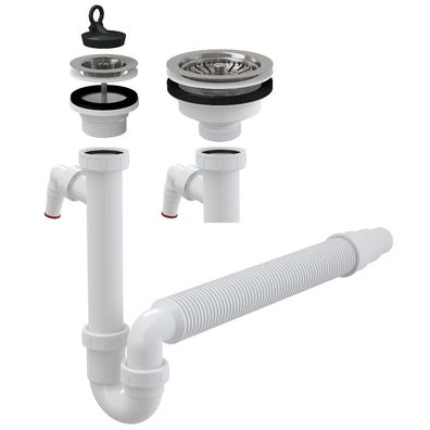 Ablaufgarnitur Siphon Küche Flex Röhren Ablauf Abfluss Spülbecken Spüle Becken