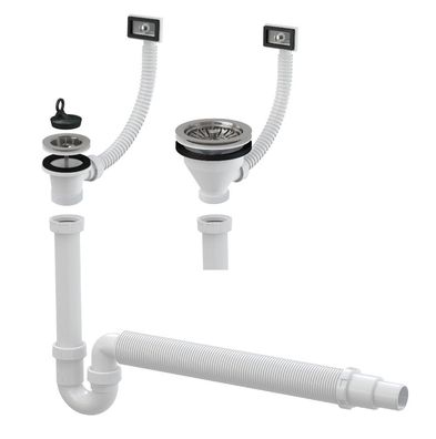Ablaufgarnitur Siphon Flex Küche Röhren Abfluss Ablauf Spülbecken Spüle Becken