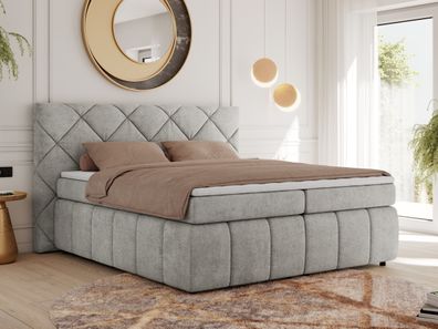 Polsterbett RITA mit Multipocket-Matratze und Topper, Boxspringbett Chesterfield