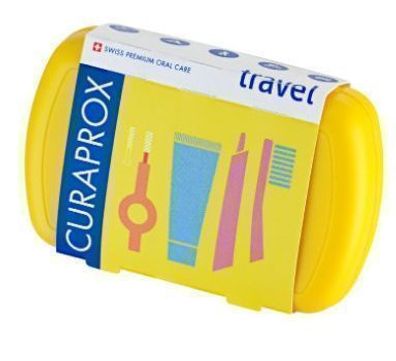 Curaprox Reise-Zahnpflegeset Gelb mit Zahnbuerste und Zahnpasta
