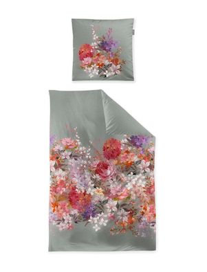 Irisette Wave Mako-Satin Bettwäsche 155x220 Rosen Blüten salbei rosa 8669-30