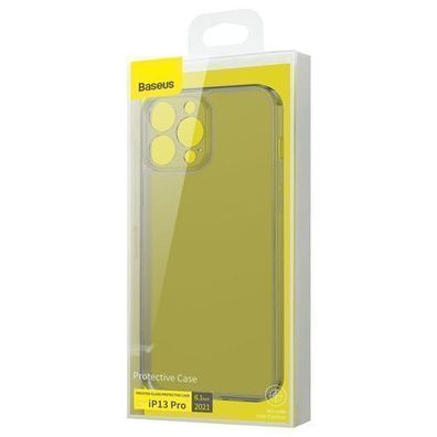 Baseus Frosted Glass Case fuer iPhone 13 Pro, Schwarz mit Starrem Rahmen und Gel