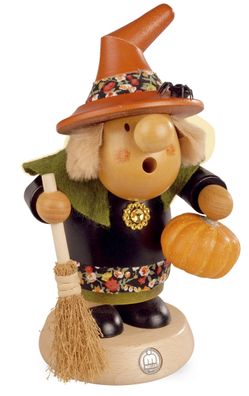 Räucherfigur Räuchermann Müllerchen Halloween Hexe mit Kürbis (BxH):11x19cm NEU