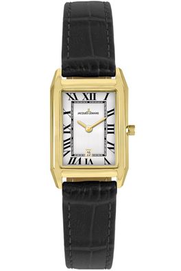 Jacques Lemans Damen-Uhr Quarz Rechteckig Schwarz/Goldfarben 1-2189.1P