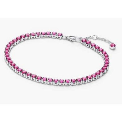Armband 18cm - Silber - Rosafarbenes Tennisband