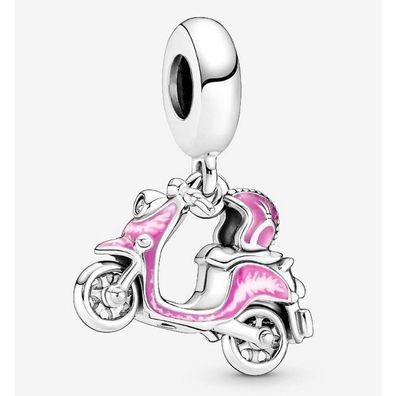 Bead - Silber - Rosafarbener Motorroller Charm