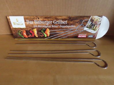 Grillspieße drei original Weber Doppelspieße Werbeartikel von Bittburger