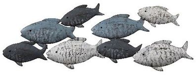 Wanddekobild Metall Fischschwarm