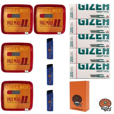 Pall Mall Allround Volumentabak Mega Box 4x 125g, Gizeh Menth. Hülsen, Zubehör