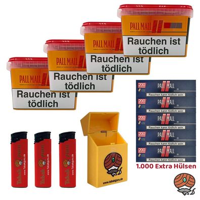 Pall Mall Allround Tabak Mega Box 4x 125g + Red Xtra Hülsen + Zubehör