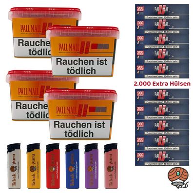 Pall Mall Mega Box Volumentabak 4x 125g + 2000 Pall Mall Red Xtra Hülsen