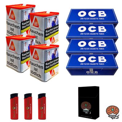 HB Classic Blend Feinschnitt Dose 4x 59g + 800 OCB Hülsen + Zubehör