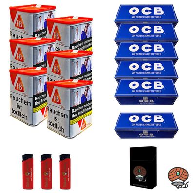 HB Classic Blend Feinschnitt Dose 6x 59g + 1200 OCB Hülsen + Zubehör