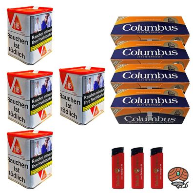 HB Classic Blend Feinschnitt Dose 4x 59g + 1000 Columbus Hülsen + Zubehör
