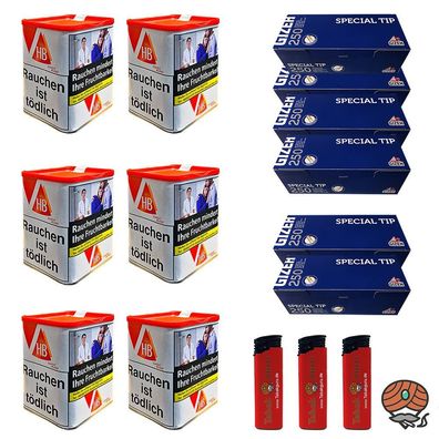 HB Classic Blend Feinschnitt Dose 6x 59g + Gizeh Special Tip Hülsen+ Zubehör