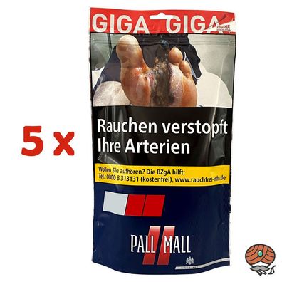 Pall Mall Red Volumentabak / Tabak Giga Beutel 5x 95g
