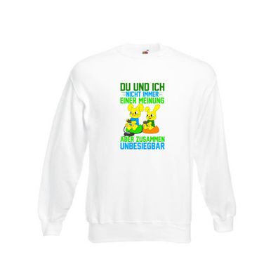 Nicht immer einer Meinung | Geschwister | Einhorn | Faultier Sweatshirt Weiß