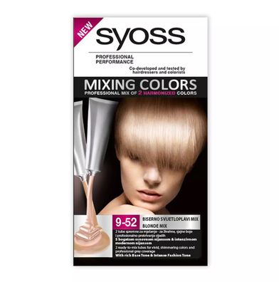 Syoss mIXING COLORS 9-52 Perlmut Hellblond Mix mit 2 Harmonisierten Farben Permanente