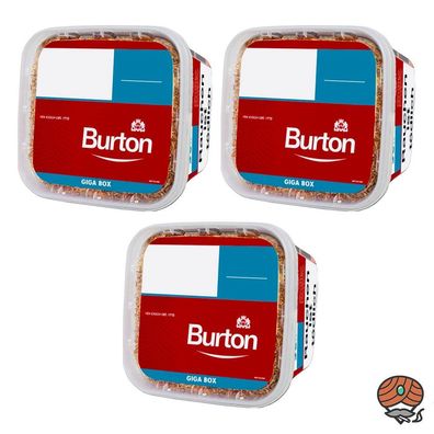 3x Burton Red/Rot Volumentabak / Stopftabak GIGA Box à 400g Eimer