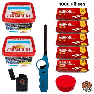 Paramount Volumentabak Mega Box 2x 125g, 1000 Break Plus Extra Hülsen, Zubehör