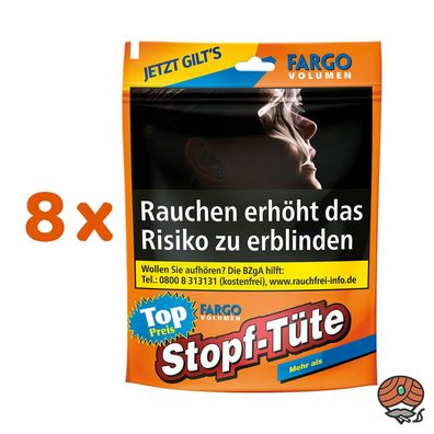 Fargo Stopf-Tüte Stopftabak / Volumentabak Beutel / Zip Bag 8x 52g