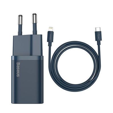Baseus Super Si 20W USB-C Ladegeraet mit Power Delivery + 1m USB-C auf Lightning