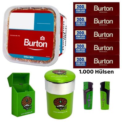 Burton Volumentabak GIGA Box 400g, Hülsen, Autoaschenbecher, Feuerzeuge, Box