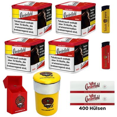 Chesterfield Red/Rot Volumentabak 4x 40g M Dose, Hülsen, Autoascher, Zubehör