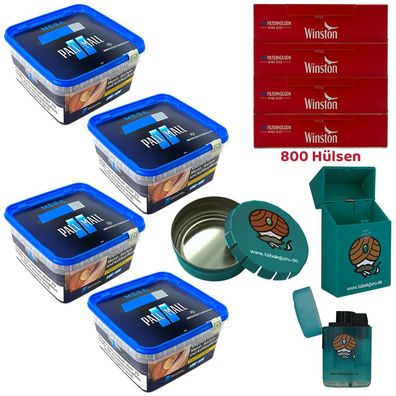 Pall Mall Blue/Blau Tabak Mega Box 4x 125g, Winston Hülsen, Ascher, Zubehör