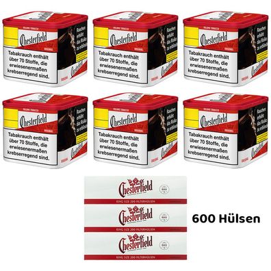 Chesterfield Red/Rot Volumentabak 6x 40g M Dose, 600 Hülsen