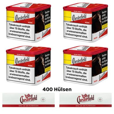 Chesterfield Red/Rot Volumentabak 4x 40g M Dose, 400 Hülsen