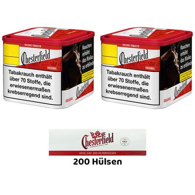 Chesterfield Red/Rot Volumentabak 2x 40g M Dose, 200 Hülsen