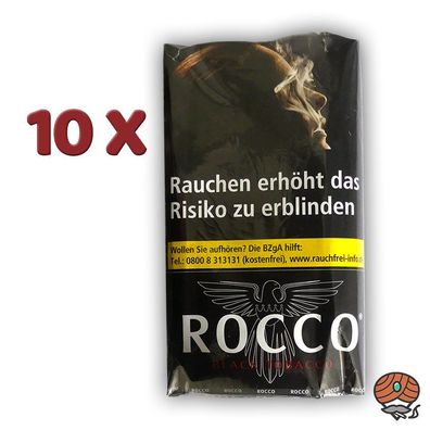 10x ROCCO Black Tobacco Drehtabak Pouch / Beutel 38g
