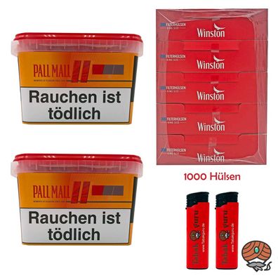 Pall Mall Allround Volumentabak Mega Box 2x 125g, 1000 Winston Hülsen, Zubehör