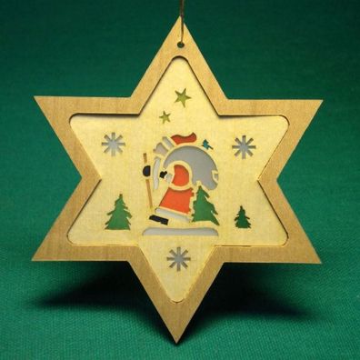 Christbaumschmuck Stern mit Weihnachtsmann Höhe= 8cm NEU Weihnachten Baumschmuck