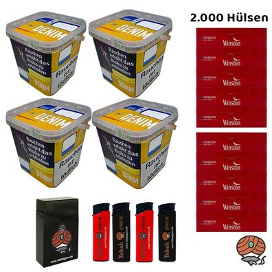 Denim Volumentabak Mega Box/Eimer 4x 210g + 2000 Winston Hülsen + Zubehör