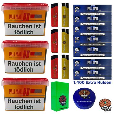 Pall Mall Allround Volumentabak Mega Box 3x 125g, Blue Xtra Hülsen, Zubehör