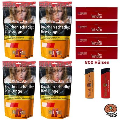 Pall Mall Allround Tabak Beutel 4x 120g, 800 Winston King Size Hülsen