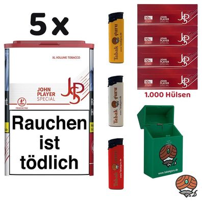 JPS John Player Special Red/Rot XL Dose 5x 56g Extra Hülsen, Zub