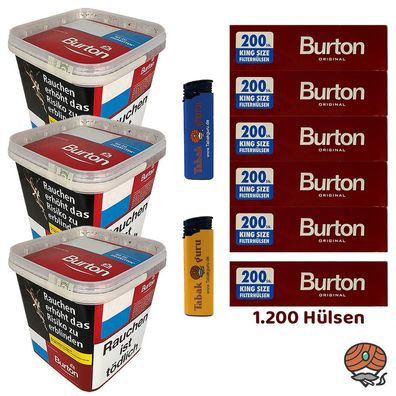 Burton Red Volumentabak/Zigarettentabak MEGA Box 3x 270g, 1200 Hülsen