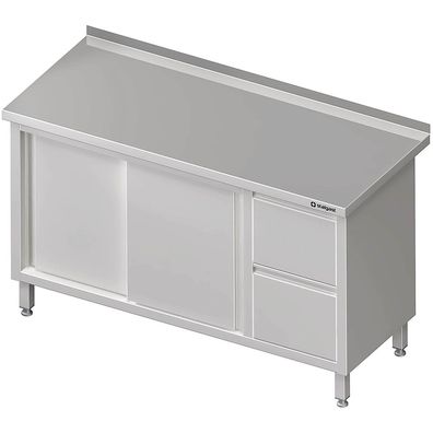 Stalgast Arbeitsschrank mit Schiebetüren, 1900x600x850 mm, mit 2er Schubladenblock