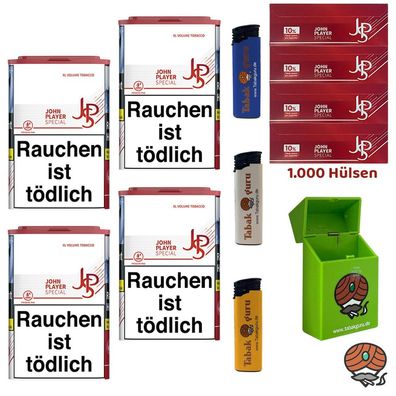JPS John Player Special Red/Rot XL Volumentabak Dose 4x 56g, Extra Hülsen
